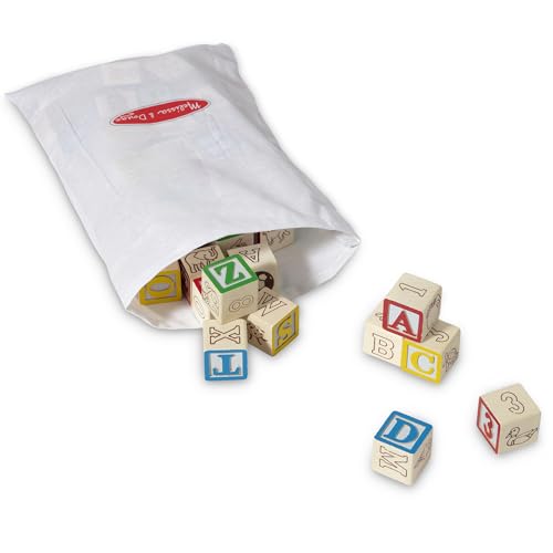 Melissa & Doug 1900 Deluxe Abc/123 1-Inch Blocks Set With Storage Pouch (50 Pcs) - Letters And Numbers/Abc Classic Wooden Blocks thumb #6