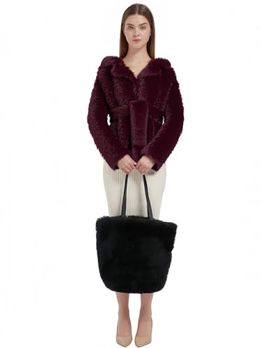 Bolso tote de piel de cordero con correas de cuero miniatura 2