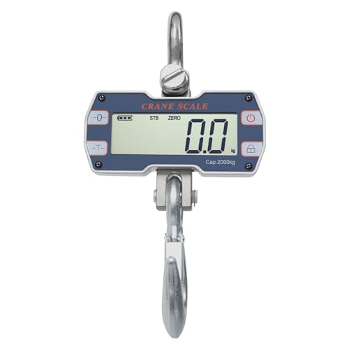 Digital Crane Scale 4400lb, Industrial Digital Hanging Scale with LCD Display Screen, High Accuracy, Heavy Duty Crane Scale for Construction Site Farm Hunting Fishing Outdoor Work (Grey)