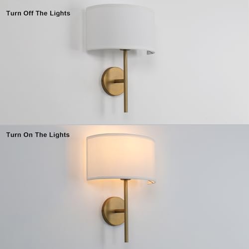 Image of Yosoan Fabric Wall Sconce Brass Vintage Indoor Bedside Wall Lamp Fixture