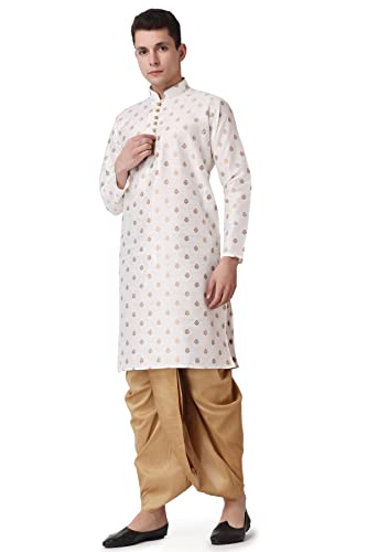 Image of Royal Kurta Men's Silk Blend Printed Kurta Dhoti Set