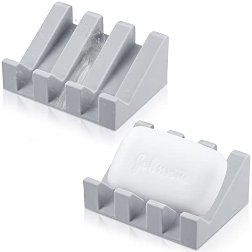 Cunhill 2 Pieces Soap Dish, Silicone, Light Grey