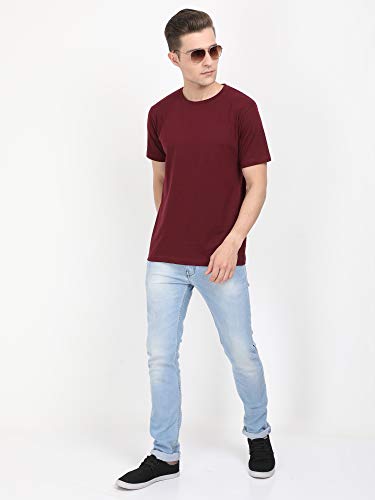 Image of FLEXIMAA Men's Cotton Round Neck Plain Half Sleeve T-Shirt