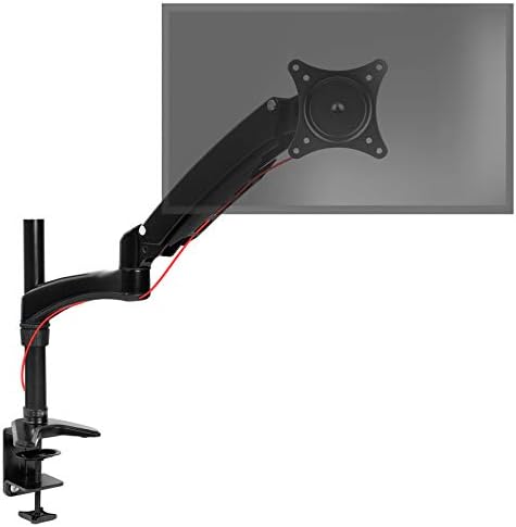 Duronic Monitor Arm Stand DM551X2 | Single PC Desk Mount | Black | Aluminum | Height Adjustable | for One 15-27 inch LED LCD Screen | VESA | 17lbs per Screen | Tilt -90°/+85° Swivel 180° Rotate 360°