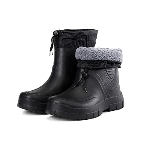 CLSQLXYJZC Rubber Work Boot for Men, Outdoor Plush Warm Adjustable Windproof Waterproof Cloth Mouth Men's Anti-skid Fishing Boots, for Farming Gardening Hunting Boots2
