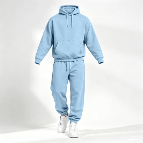 Elneeya Mens Sweatsuit Oversized Jogger Sets Fall Athletic 2 Piece Outfit - image 4