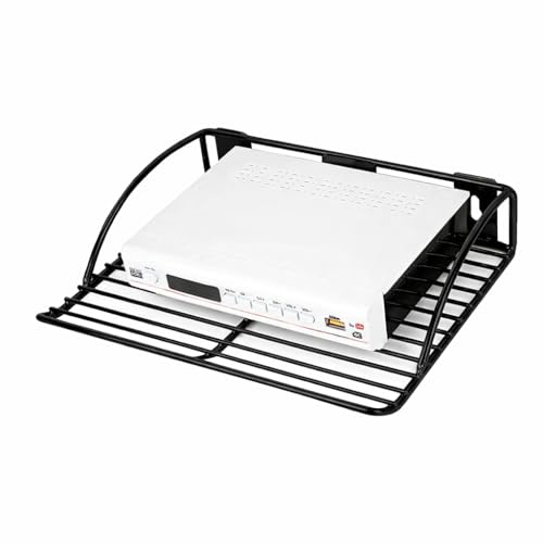 Image of Premium Stainless Steel Setup Box Stand, Black WiFi Router Holder Steel Wall Shelves, Setup Box for Home, Stylish TV Cabinet Living Room FurnitureWall Shelf Rack, Router Wall Mount (Black-1)