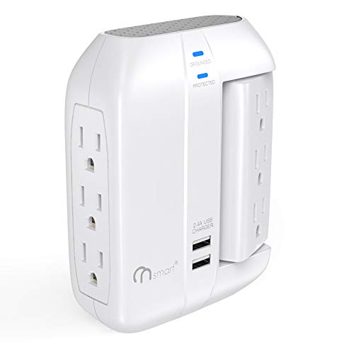 ONSMART Wall Tap Swivel Surge Protector 6-Outlet Power Strip 2 USB Charger, Portable Wall-Mount Socket