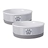 Bone Dry Paw & Patch Ceramic Pet Collection, Medium Set, 6×2″, Gray, 2 Piece