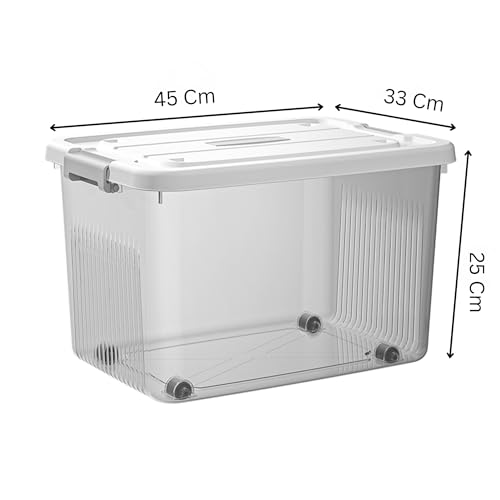 Image of KREPS Clear Plastic Storage Box /Bins, Container with Latches and Lid, Stackable Storage, Heavy Duty Material (PACK OF - 3, NO.4-18 X 12.5 X 9.5 INCH)