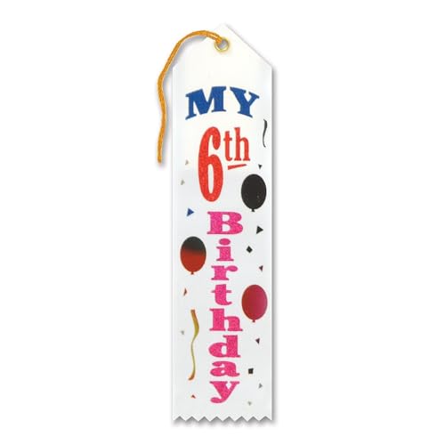 My 6th Birthday Award Ribbon Beistle cadeau invité anniversaire enfant 6 ans