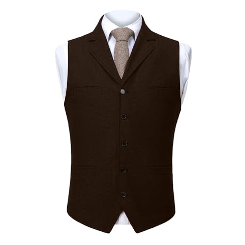 Men Suit Vest for Wedding Prom Dinner Party Waistcoat Lightweight Casual Dressy Lapel Button Vests with Multi Pockets