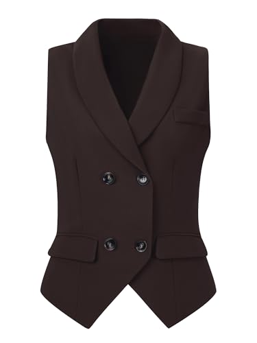 Gilet de costume femme boutonné marron café pour structurer votre silhouette S