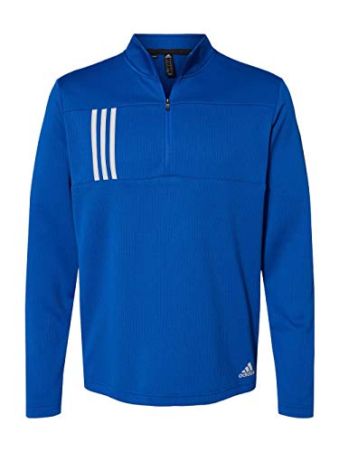 adidas - 3-Stripes Double Knit Quarter-Zip Pullover - A482-2XL - Team Royal/Grey Two