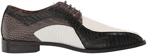 Stacy Adams Men's Turano Bike Toe Oxford, White/Black/Gray, 8 | Image 5