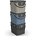 Rotho Albula Ensemble de 3 systèmes de tri des déchets 40l pour la cuisine, Plastique (PP) sans BPA, anthracite/bleu/cappuccino, 3 x 40l (40.0 x 35.8 x 34.0 cm)
