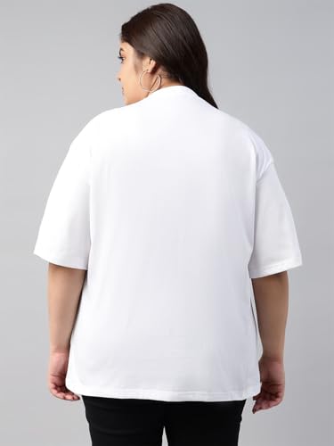 Image of JUNEBERRY 100% Pure Cotton Oversized Baggy Fit Cool Front Chest Graphic Printed Half Sleeve Plus Size T-Shirt for Women & Girls (Sizes: 2XL to 5XL)
