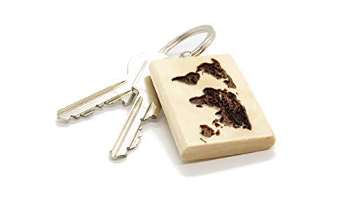 Preisvergleich Produktbild JaRo Weltkarte Schlüsselanhänger rechteckig aus Holz Gravur, wahlweise personalisiert mit Namen und Datum, Unisex Accessoire Geschenkidee Geschenk Glücksbringer Weihnachten Geburtstag (ohne Gravur)