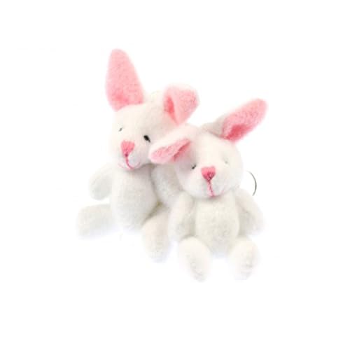 Miniblings Hasen Kaninchen Plüsch Ohrringe - Handmade Modeschmuck I Mini Teddy weiß Kinder - Ohrhänger Ohrschmuck versilbert