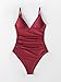 CUPSHE Women's One Piece Swimsuit Shirring Design V Neck Low Back Bathing Suit, Burgundy, S