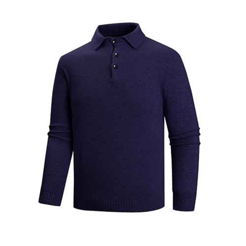 Oversized Sweater Men - Long Sleeve Button Collared Golf Sweaters Knitting Cotton Classic Stretch Undershirt Turndown2