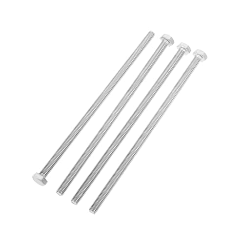 Image of MroMax 4Pcs M6 x 140mm Hex Head Screws Bolts, 304 Stainless Steel 18-8, Fully Threaded, External Hex Drive, for Mounting Chair, Handles, Rail, Pump, Wheels, Antenna Parts, Boat and Plastic Bumpers | 304 Stainless Steel, Fully Threaded, External Hex Drive, 5.5 In Extra Long Bolts for Thick Plate Penetration and Pipe Support