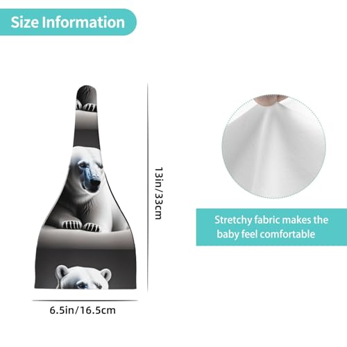 Baby Beanie Portrait of a Polar Bear Knotted Hat - Soft, Warm, Comfortable, Headwear for Newborns, 0-6 Months Black4