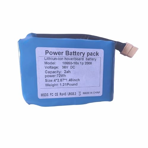 36V Rechargeable Hoverboard Battery Pack, 2Ah, 10S1P Replacement