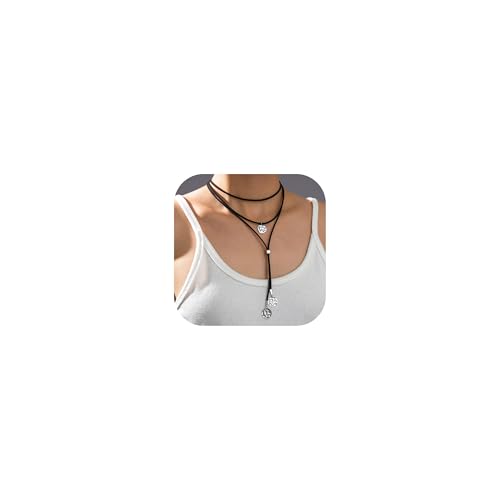 Roe Dolph Boho Necklaces for Women Trendy Western Country Concert Outfits Accessories Brown Suede Choker Necklace Layered Leather Necklaces Boho Western Jewelry Cowboy Cowgirl Outfits Jewelry