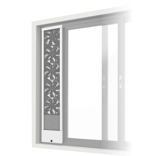 Image of 33.5-35.4 Inch White Vertical Window Exhaust Fan for Sliding Windows | Designed for Top & Bottom Inner Track Variable Speed Window Vent Fan for Living Room Hot Zones Smoky Areas Pure Exhaust Only