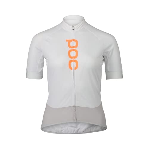 POC W's Essential Road Logo Jersey Apparel Hydrogen White/Granite Grey LRG