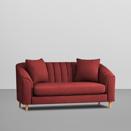 Image of Casaliving Doraldo 2 Seater Sofa Set for Living Room (Maroon Colour) Premium Fabric Sofa