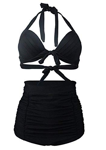 Bslingerie® Traje de baño de bikini de cintura alta retro vintage...