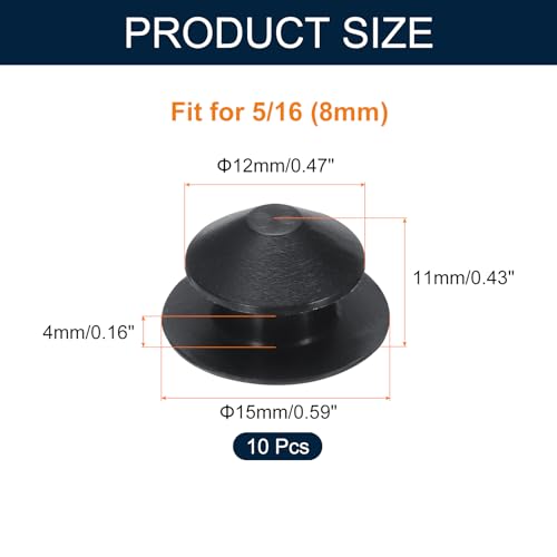 Image of uxcell 10pcs 1 /2 Inch (12mm) Black Silicone Hole Plugs