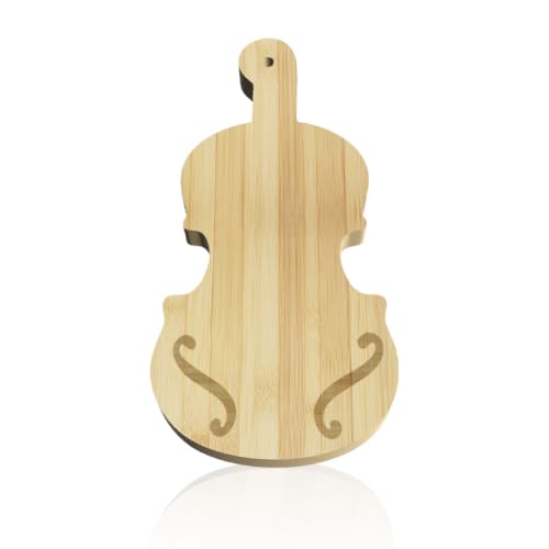 Tabla de Cortar con Forma de Violín WEBEEDY, 34x17x1.5 cm, Color Amarillo, Madera