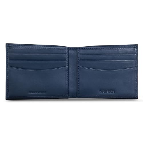 Image of Nautica Men's Bifold Leather Wallet | RFID Blocking | ID Window | Card Slots | Organization | Durable | Stylish
