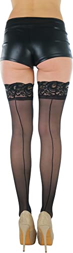 Image of ToBeInStyle Women's Sheer Banded Thigh High Socking w /Opaque Band