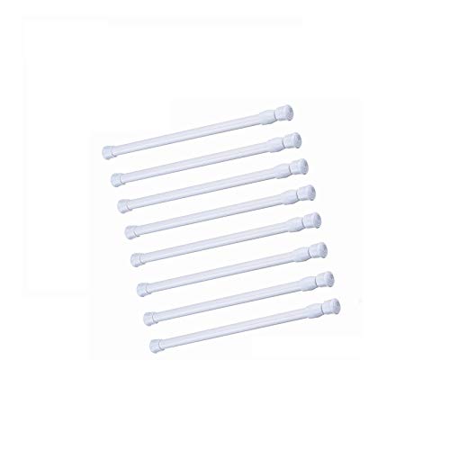 8 Pack Spring Curtain Tension Rods, 15.7-28 Inch Cupboard Bars Tensions Rods Adjustable Extension Rod for Bathroom Window Closet refrigerator bar DIY Projects (White)
