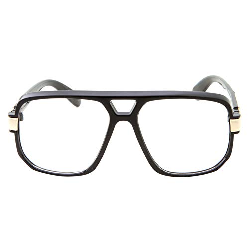 Classic Square Frame Plastic Flat Top Aviator Glasses Metal Trimming Clear Lens3