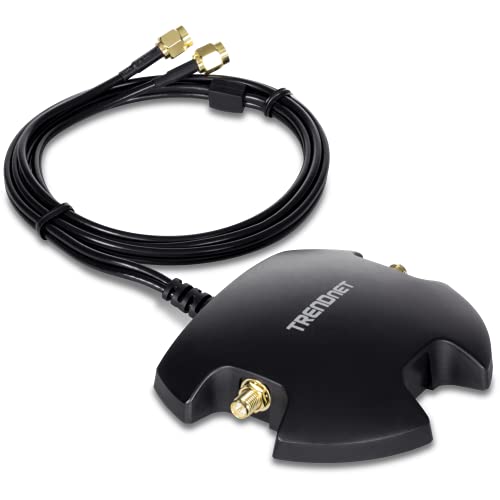 TRENDnet Magnetic Dual Antenna Mounting Base RP-SMA Female with RP-SMA Male Extension Cable, Extends Two Wireless Antennas Up to 1m (3.3 ft.), Black, TEW-LB101 - image 2
