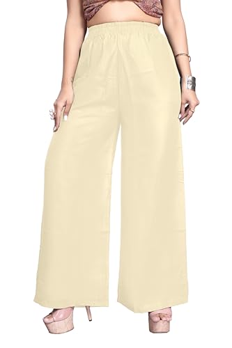 Image of Palazzo Pants for Women | Premium Rayon Cotton | Elastic Waist, Solid Color, Stylish Wide-Leg | Comfortable High-Waisted Palazzo for All Occasions