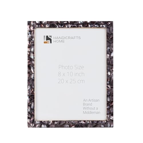 Handicrafts Home 8x10 Imagen Marcos Chic Marco fotos madre de perla hecho a mano vintage Gris, 20 x 25 cm