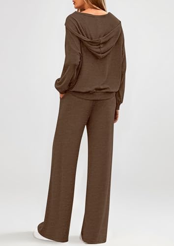 PRETTYGARDEN Women's 2 Piece Fall Lounge Sets 2025 Zip Up Hoodie Wide Leg Pants Tracksuit Matching Travel Outfits Clothes4