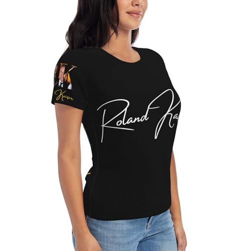 Roland Damen T-Shirt Kaiser Klassisches Rundhals Kurzarm Sommer Lässig Schwarz Tshirts Regular Fit Tee T Shirts für Frauen Mädchen Fans Geschenk