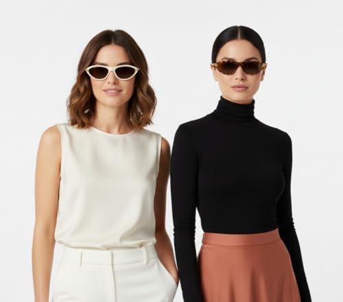 FEISEDY Retro Oval Cat Eye Sunglasses for Women Y2k Small Cateye Sun Glasses Womens Mens Trendy 90s Shades B41862