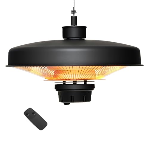 GYMAX Deckenheizstrahler 2000W, hängende Infrarotstrahler mit Fernbedienung, IP65 wasserdicht & Überhitzungsschutz, Terrassenstrahler für Garten &...