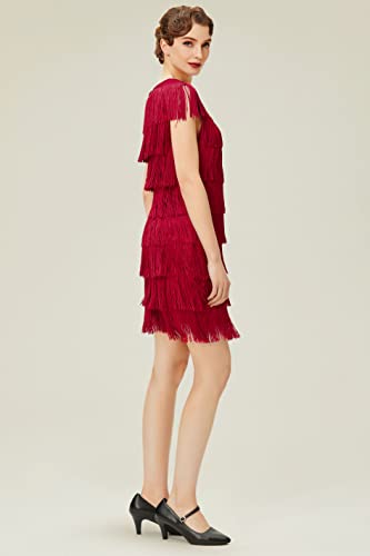 BABEYOND 1920s Art Deco Fringed Sequin Dress Long Flapper Gatsby Dress Roaring 20s3