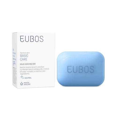 PASTILLA SIN JABÓN DE EUBOS CUIDADO BÁSICO: suave, sin jabón ni perfume | Para pieles normales | Sin plástico, sostenible y cunde mucho | Vegana | 125g