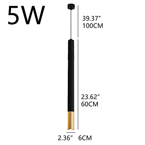 Suspension cylindrique noire 5W LED chic pour salon épuré - 2