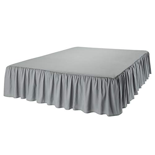 Image of Amazon Basics Wrinkle Resistant Machine Washable Ruffled Bed Skirt, Fade Resistant 100% Microfiber with 16 inch Drop, Queen, Dark Grey (Pack of 8)